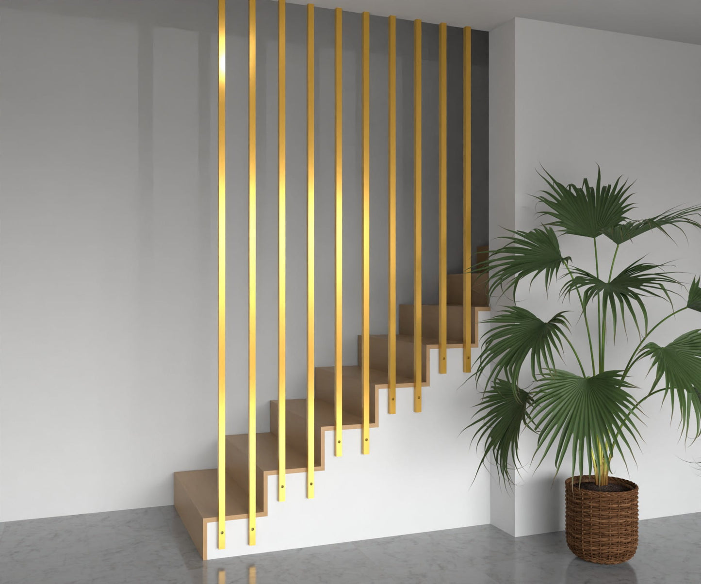 Goldene Metallbalustrade in Form von Lamellen – Serie Smart Gold