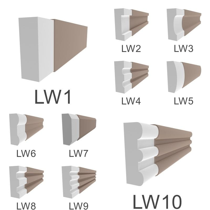 Bandes d'encadrement de fenêtre symétriques, enduites, stuc extérieur