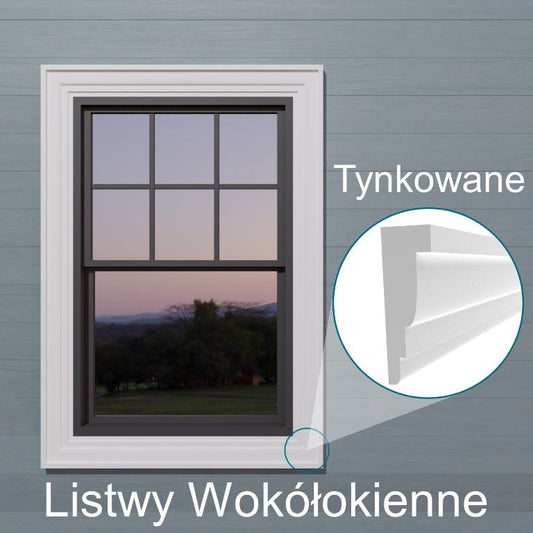 Listwy Wokółokienne niesymetryczne Tynkowane Sztukateria Zewnętrzna